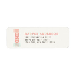 Etiqueta Gran número 1 Chica de franjas rosadas Primer Fies