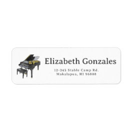 Etiqueta Grand Piano Elegant Watercolor Illustration