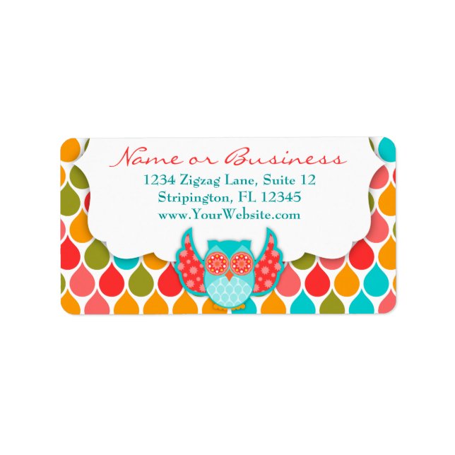 Etiqueta grande blanca de búho boheme (Frente)