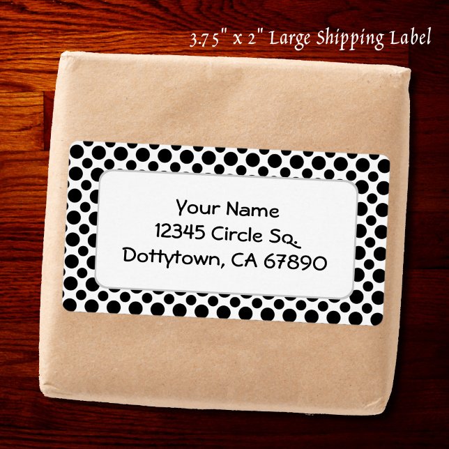 Etiqueta Grande de Dirección Personalizada con Lun (black and white editable large shipping label)