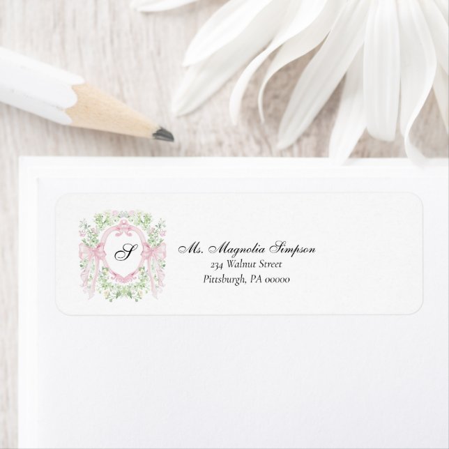 Etiqueta Grandmellenial Botanical Crest Baby Shower  (In situ)