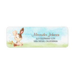 Etiqueta Granja Baby Shower Bunny de color de agua