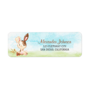 Etiqueta Granja Baby Shower Bunny de color de agua