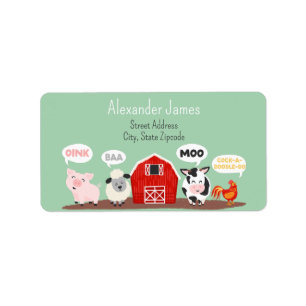 Etiqueta Granja de Animales Oink Baa Moo Personalizados Lin