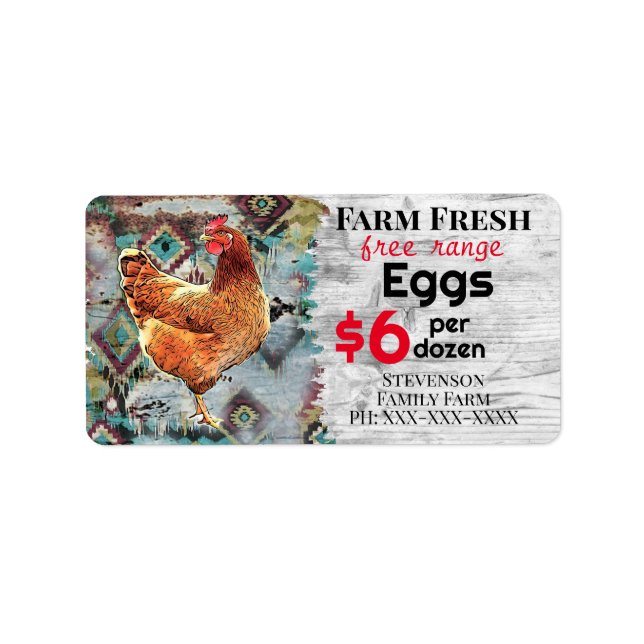 Etiqueta Granja Fresca De Huevos Gratuitos Para La Venta De (Frente)