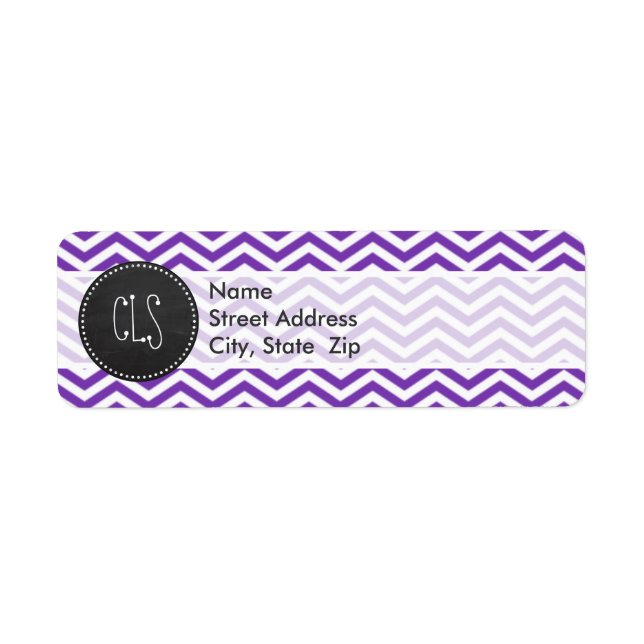 Etiqueta Grape Purple Chevron Strips; Chalkboard look (Frente)