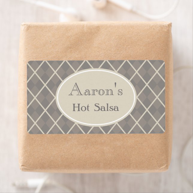 Etiqueta Gray Argyle Kitchen Labels (In situ)
