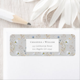 Etiqueta Gray Elegant Winter Wildflower Boda Addres