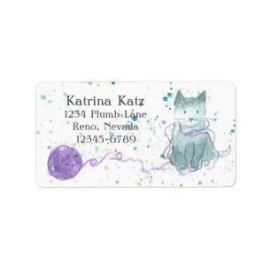 Etiqueta Gray Kitten Purple Yarn