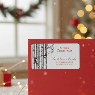 Etiqueta Gray Merry Christmas Cardinals Birch Brands