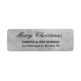 Etiqueta Gray Merry Christmas Message Family