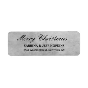 Etiqueta Gray Merry Christmas Message Family