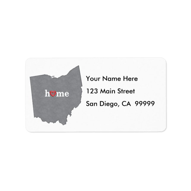 Etiqueta Gray OHIO Hogar y Open Heart (Frente)