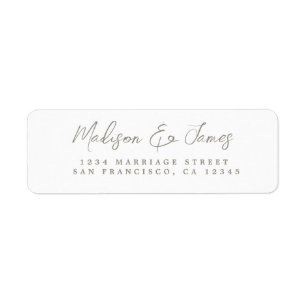 Etiqueta Gray Script Elegant Wedant Return Address