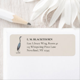 Etiqueta Great Blue Heron Hand-Drawn Victorian Address