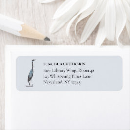 Etiqueta Great Blue Heron Hand-Drawn Victorian Address