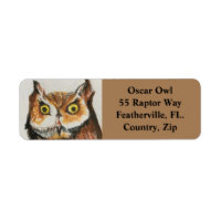 Great Horned Owl Wildlife Art Address Labels