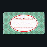 Etiqueta Green Argyle Merry Christmas Labs<br><div class="desc">Clásico argyle decora esta etiqueta de Feliz Navidad. Utilicen estas fábricas festivas y a rayas como etiquetas de cocina,  etiquetas de comida,  etiquetas de productos horneados,  galletas para Navidades,  dulces para Navidades,  un intercambio de galletas,  etiquetas de regalos,  etc...  Los diseños son de arte original.</div>