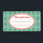 Etiqueta Green Argyle Merry Christmas Labs<br><div class="desc">Clásico argyle decora esta etiqueta de Feliz Navidad. Utilicen estas fábricas festivas y a rayas como etiquetas de cocina,  etiquetas de comida,  etiquetas de productos horneados,  galletas para Navidades,  dulces para Navidades,  un intercambio de galletas,  etiquetas de regalos,  etc...  Los diseños son de arte original.</div>