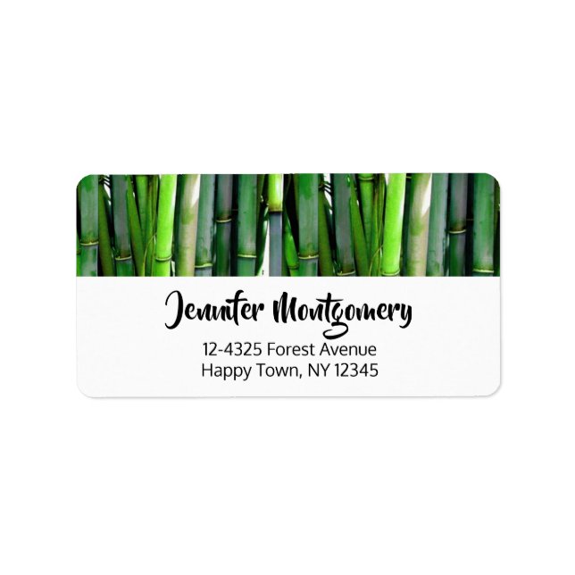 Etiqueta Green Bamboo Stalks Nature Photography (Frente)