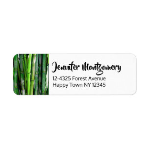 Etiqueta Green Bamboo Stalks Nature Photography