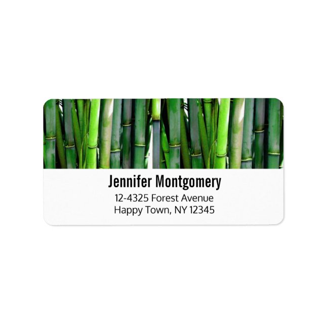 Etiqueta Green Bamboo Stalks Nature Photography (Frente)