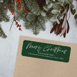 Etiqueta Green Calligraphy Merry Christmas Return Address<br><div class="desc">La etiqueta Green Calligraphy Merry Christmas Return Address incluye una caligrafía moderna.</div>