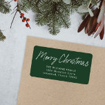 Etiqueta Green Calligraphy Merry Christmas Return Address<br><div class="desc">La etiqueta Green Calligraphy Merry Christmas Return Address incluye una caligrafía moderna.</div>