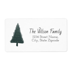 Etiqueta Green Christmas Pine Tree Return Address Label