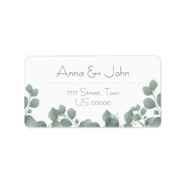 Etiqueta Green Eucalyptus Modern Floral Address