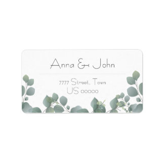 Etiqueta Green Eucalyptus Modern Floral Address