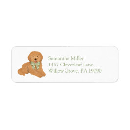 Etiqueta Green Goldendoodle Puppy Return Address Label