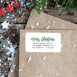Etiqueta Green Merry Christmas Moderna Typography<br><div class="desc">Añada un toque personal y único a sus vacaciones y la correspondencia de los Navidades con nuestra moderna y elegante etiqueta de la dirección de retorno "Feliz Navidad" en la tipografía de la firma festiva verde.</div>