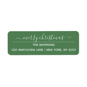 Etiqueta Green Merry Christmas Return Address