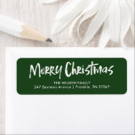 Etiqueta Green Modern Lettering Merry Christmas Address<br><div class="desc">La etiqueta Green Modern Lettering Merry Christmas Address incluye unas letras divertidas y modernas con un fondo atrevido.</div>