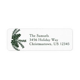 Etiqueta Green Pinecones Holiday Return Address Label