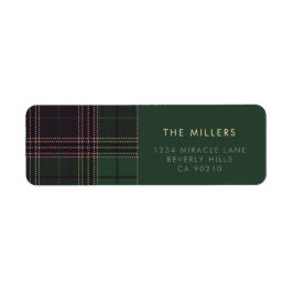 Etiqueta Green Plaid Tartan Buffalo Moderno Minimalista
