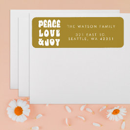 Etiqueta Green Retro Groovy Peace Love Joy Holiday