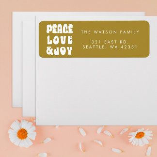 Etiqueta Green Retro Groovy Peace Love Joy Holiday
