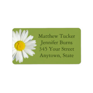 Etiqueta Green White Daisy Envelope Address Labels
