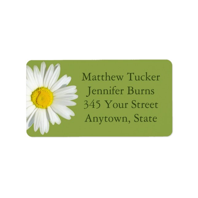 Etiqueta Green White Daisy Envelope Address Labels (Frente)
