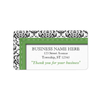 Etiqueta Green y Damask "Gracias por tu negocio"