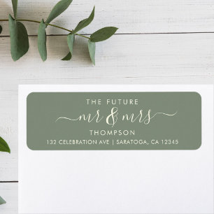 Etiqueta Greenery Cream Elegant Future MR y MRS Dirección