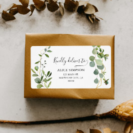Etiqueta Greenery Eucalyptus Boho Calligraphy Dirección