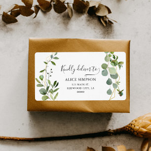 Etiqueta Greenery Eucalyptus Boho Calligraphy Dirección