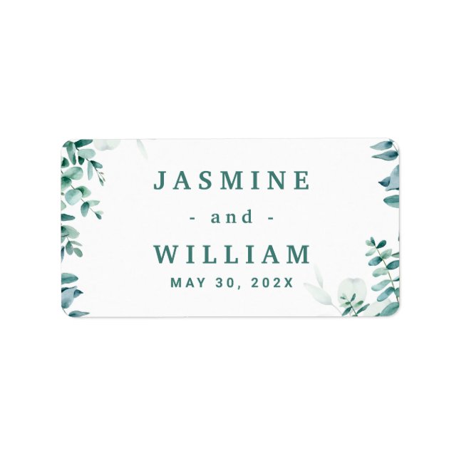 Etiqueta Greenery Eucalyptus Square Frameborder Boda (Frente)