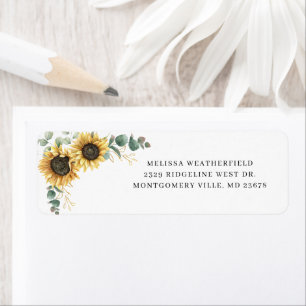 Etiqueta Greenery Eucalyptus Sunflower Return Address