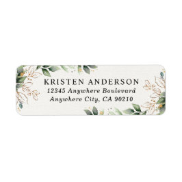 Etiqueta Greenery Gold Elegant Watercolor de agua Dirección