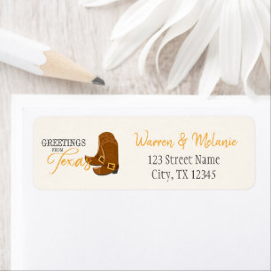 Etiqueta Greetings From Texas Address