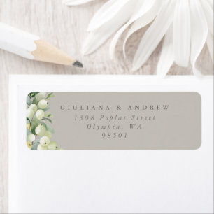 Etiqueta Greige Snowberry+Eucalipto Dirección de Regreso de